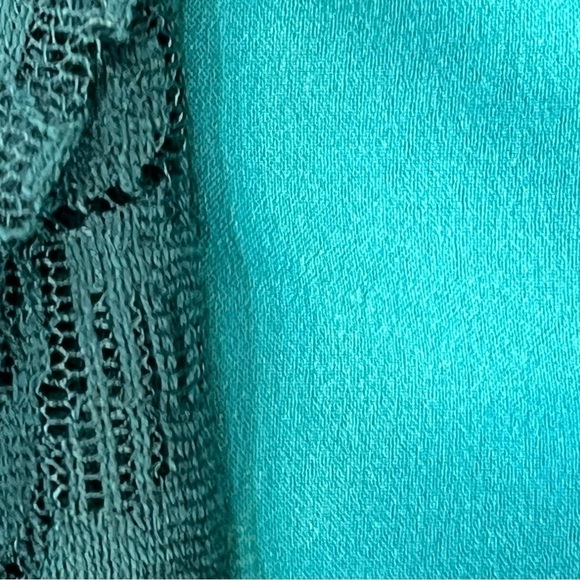 Fossil Green Mini Sleeveless Dress w/ Green Lace Overlay Size Small Boho - Picture 10 of 10